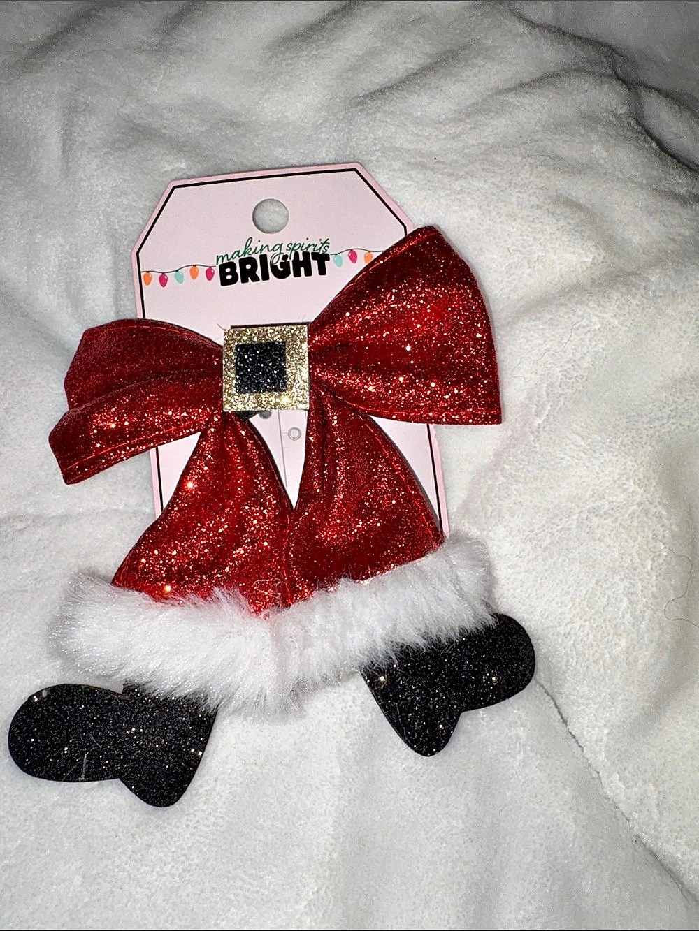 Target Making Spirits Bright Santa Suit Hair Bow Red & Black